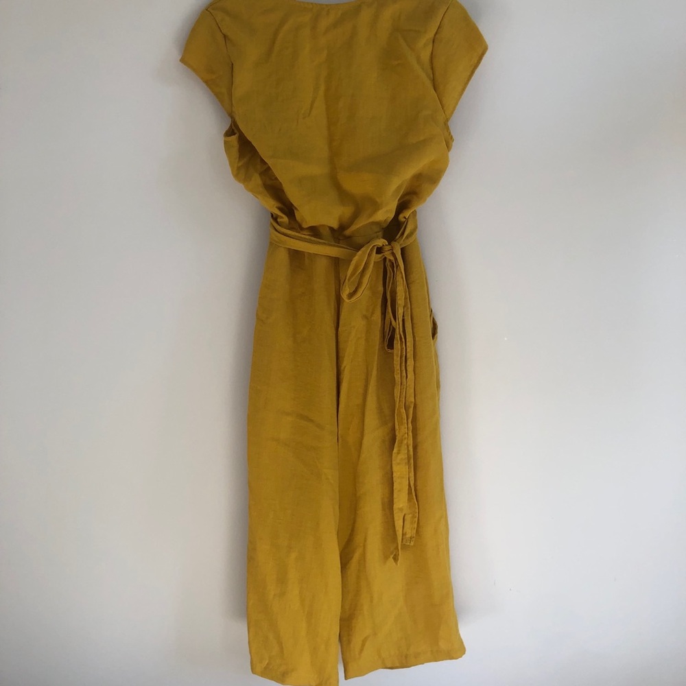 Mustard Linen Tie Back Long Jumper - Picture 8 of 9